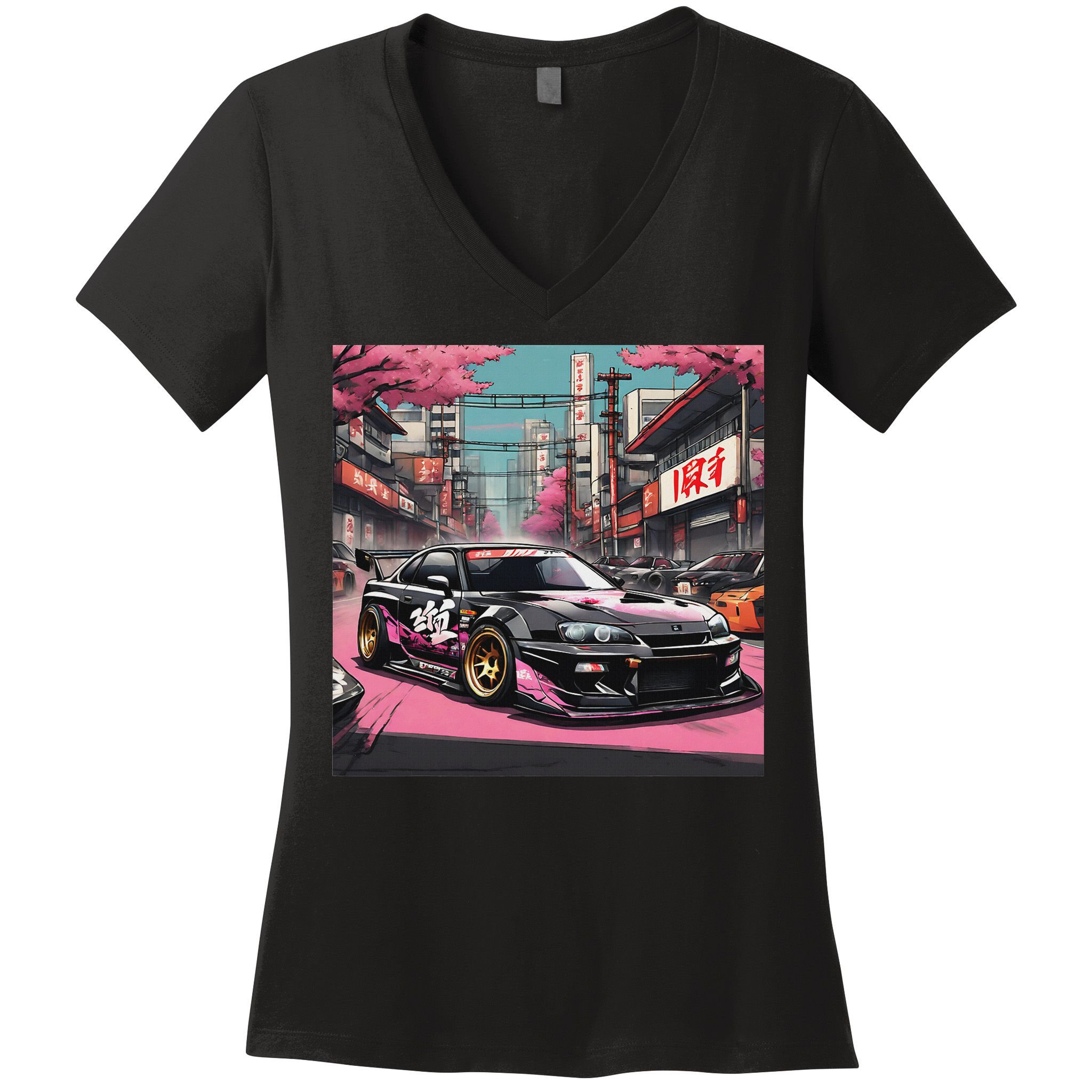 Jdm Tokyo Skyline Retro Japanese Race Car Drift Tuning Gift Women's V-Neck T-Shirt