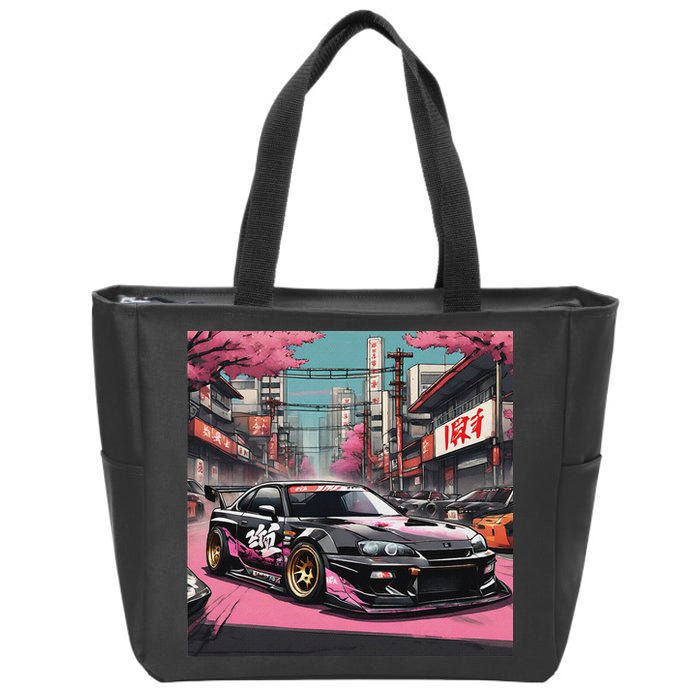 Jdm Tokyo Skyline Retro Japanese Race Car Drift Tuning Gift Zip Tote Bag