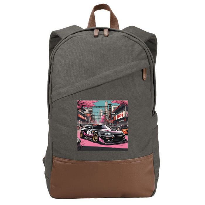 Jdm Tokyo Skyline Retro Japanese Race Car Drift Tuning Gift Cotton Canvas Backpack