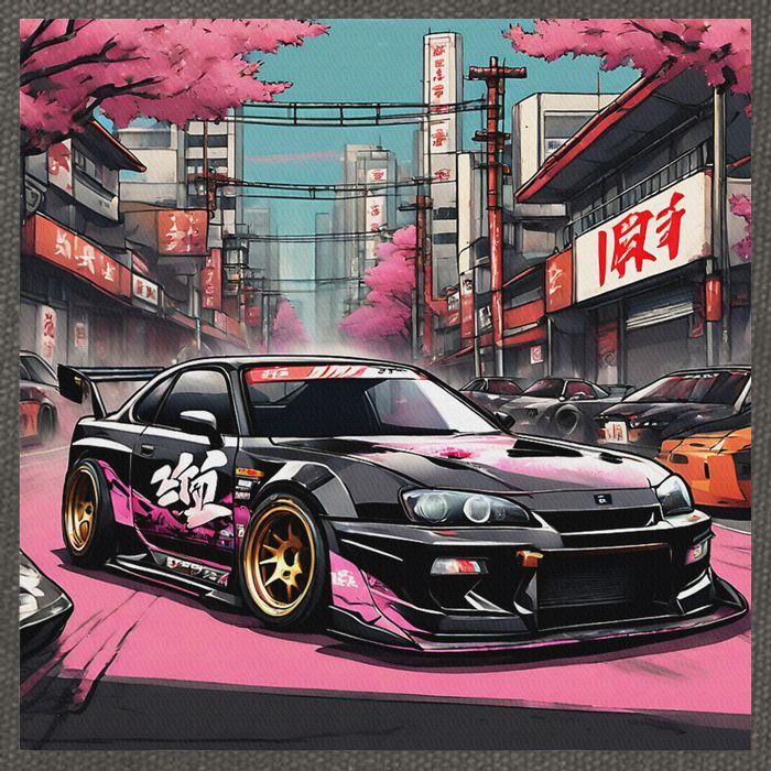 Jdm Tokyo Skyline Retro Japanese Race Car Drift Tuning Gift Cotton Canvas Backpack