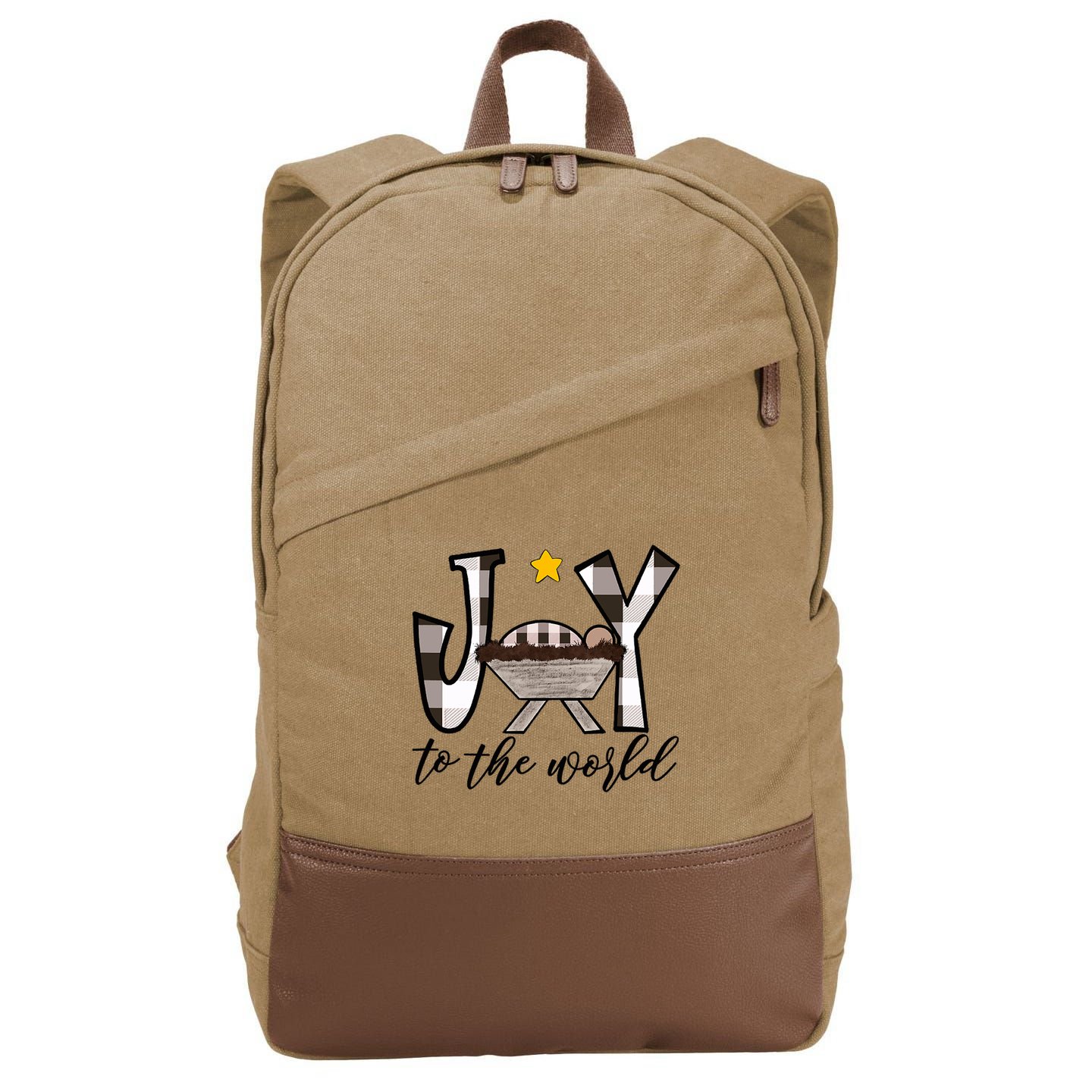 Joy To The World Baby Jesus In The Manger Cotton Canvas Backpack
