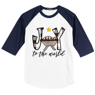 Joy To The World Baby Jesus In The Manger Baseball Sleeve Shirt