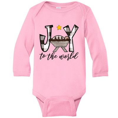 Joy To The World Baby Jesus In The Manger Baby Long Sleeve Bodysuit