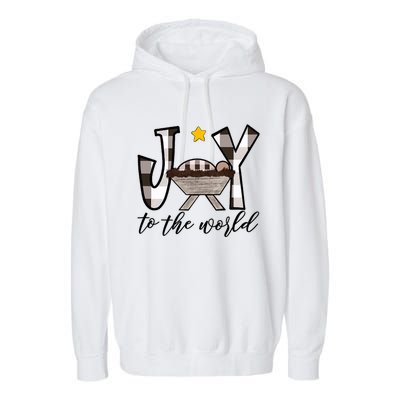 Joy To The World Baby Jesus In The Manger Garment-Dyed Fleece Hoodie