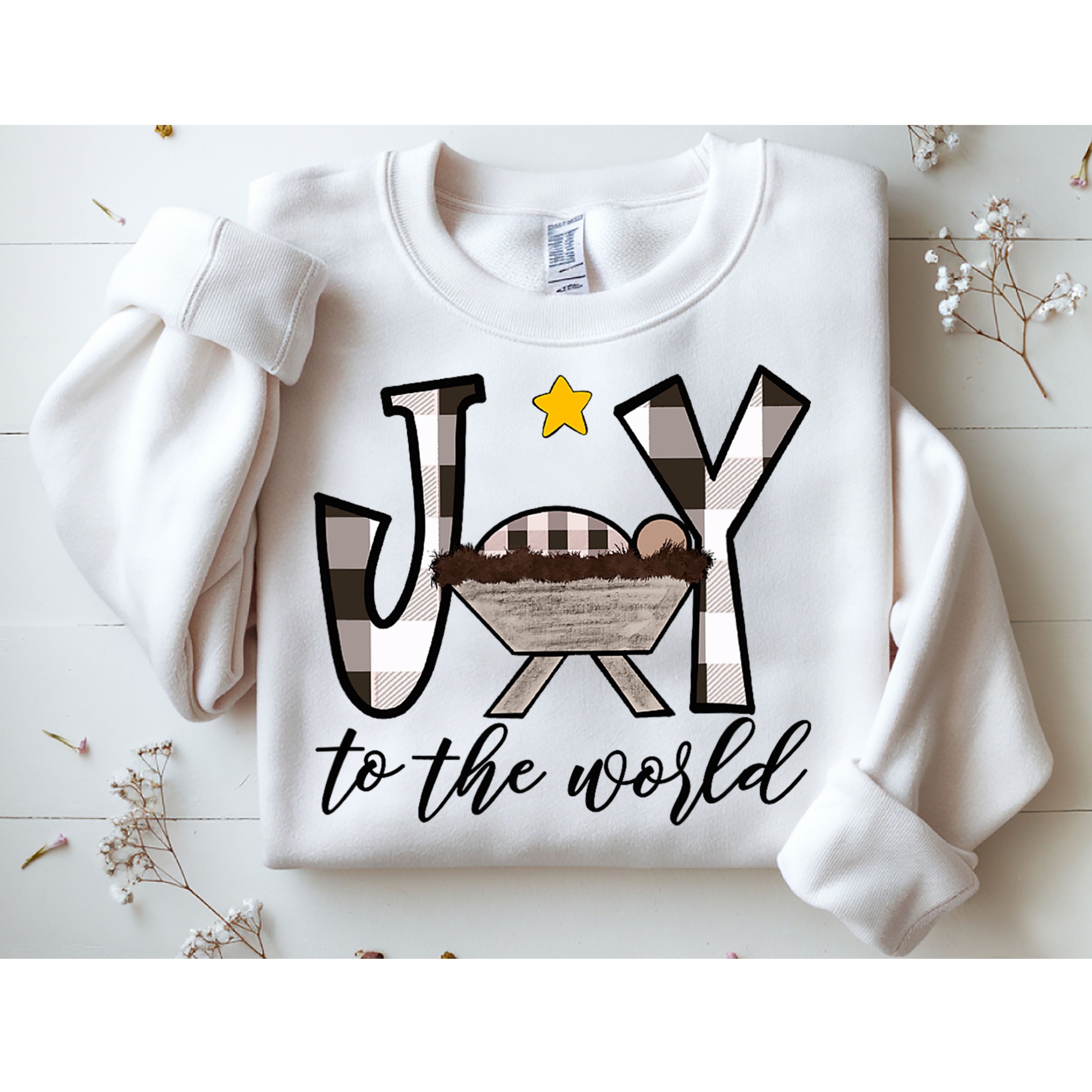 Joy To The World Baby Jesus In The Manger Sweatshirt