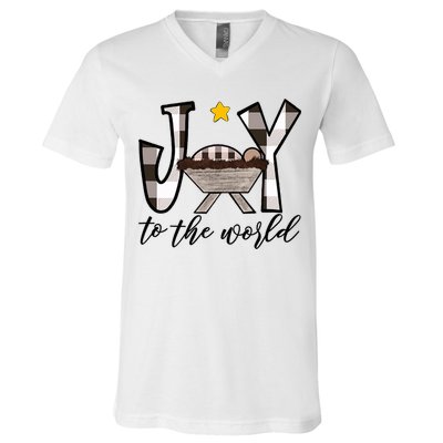 Joy To The World Baby Jesus In The Manger V-Neck T-Shirt