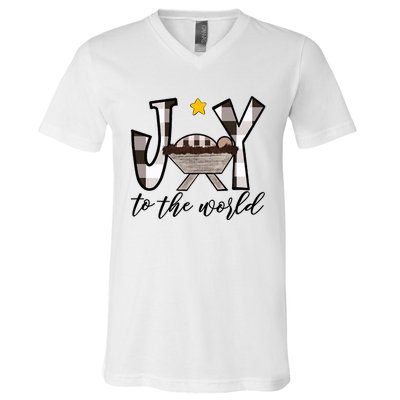 Joy To The World Baby Jesus In The Manger V-Neck T-Shirt