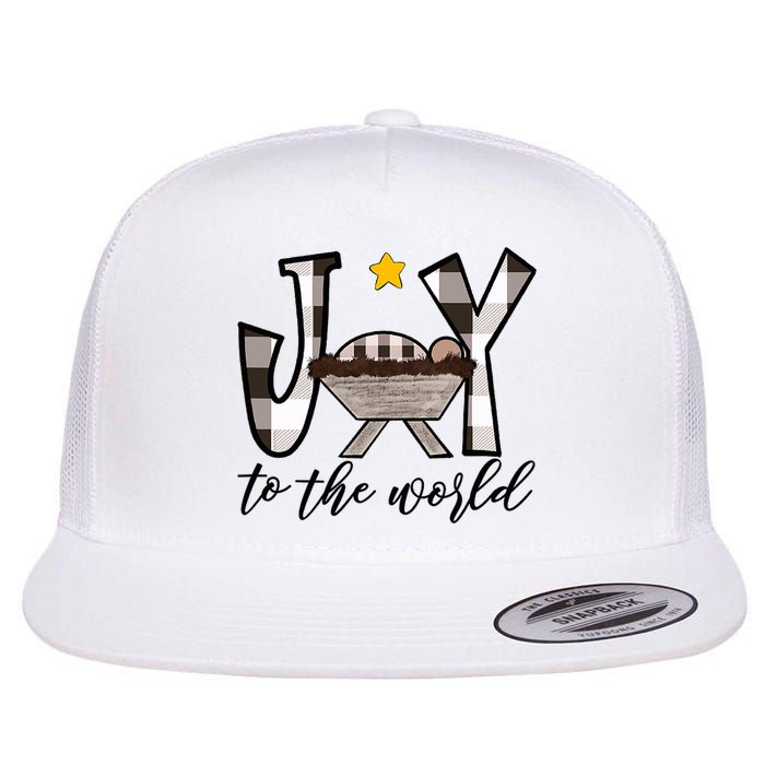 Joy To The World Baby Jesus In The Manger Flat Bill Trucker Hat