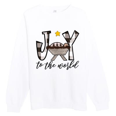 Joy To The World Baby Jesus In The Manger Premium Crewneck Sweatshirt