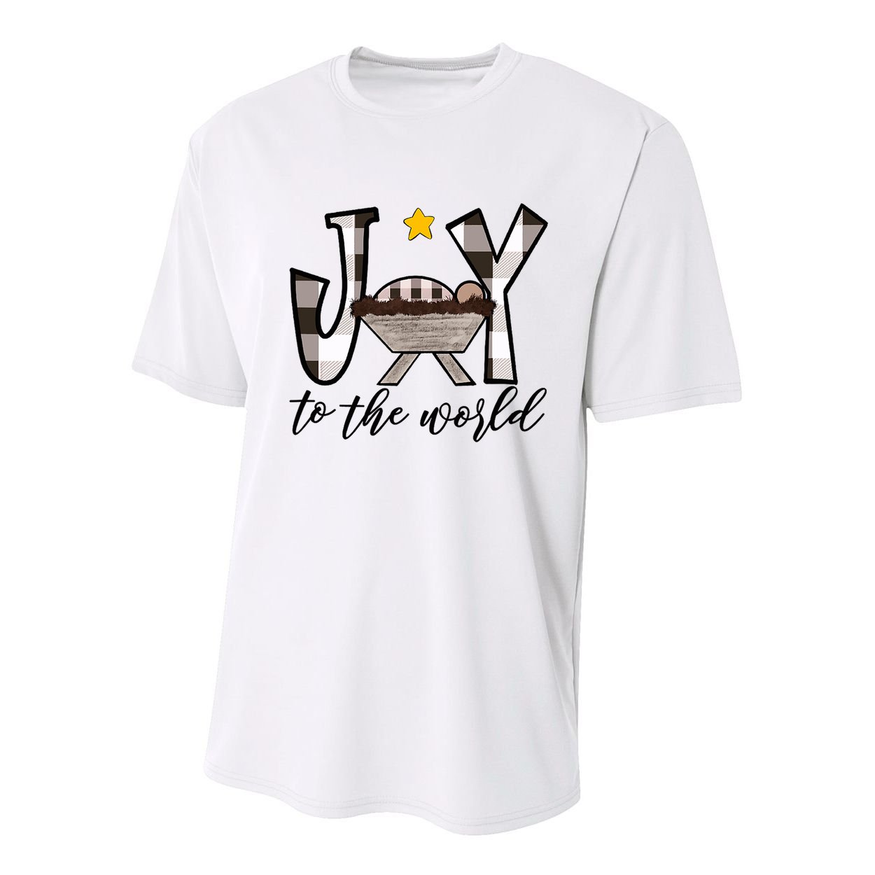 Joy To The World Baby Jesus In The Manger Youth Performance Sprint T-Shirt