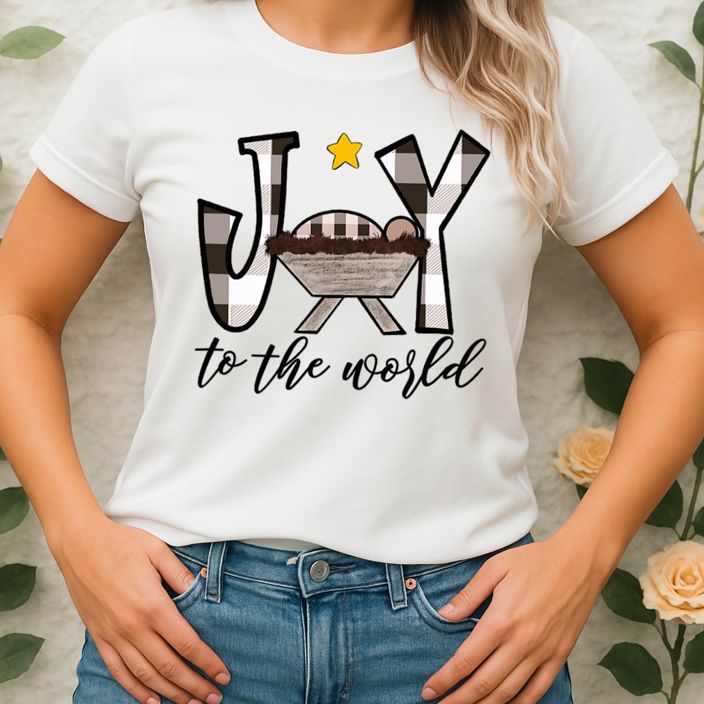 Joy To The World Baby Jesus In The Manger Womens T-Shirt