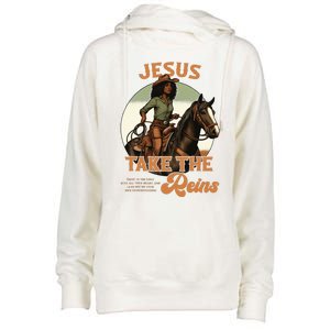 Jesus Take The Reins Christian Black Cowgirl Western Womens Funnel Neck Pullover Hood