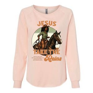 Jesus Take The Reins Christian Black Cowgirl Western Womens California Wash Sweatshirt