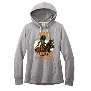 Jesus Take The Reins Christian Black Cowgirl Western Women's Fleece Hoodie