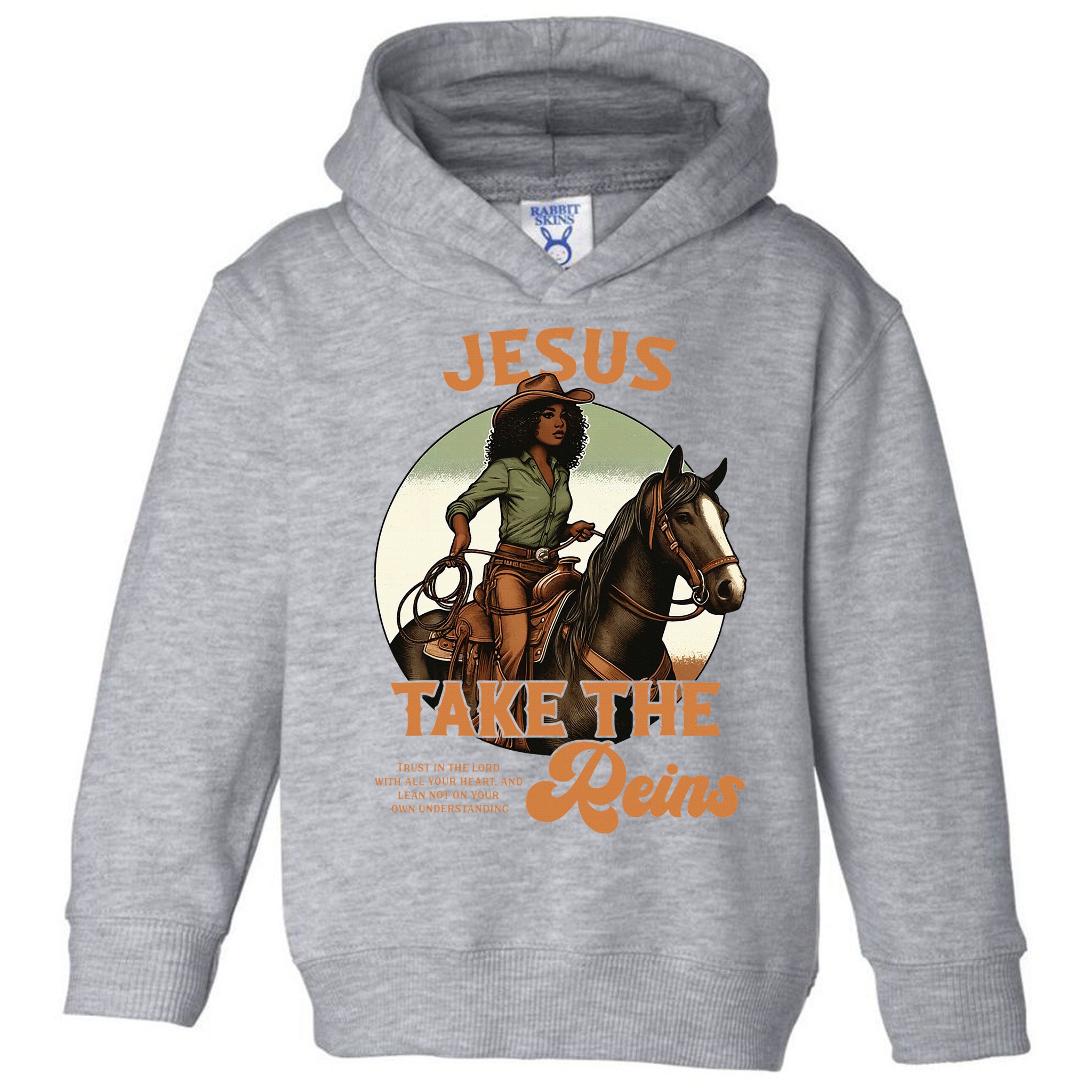 Jesus Take The Reins Christian Black Cowgirl Western Toddler Hoodie