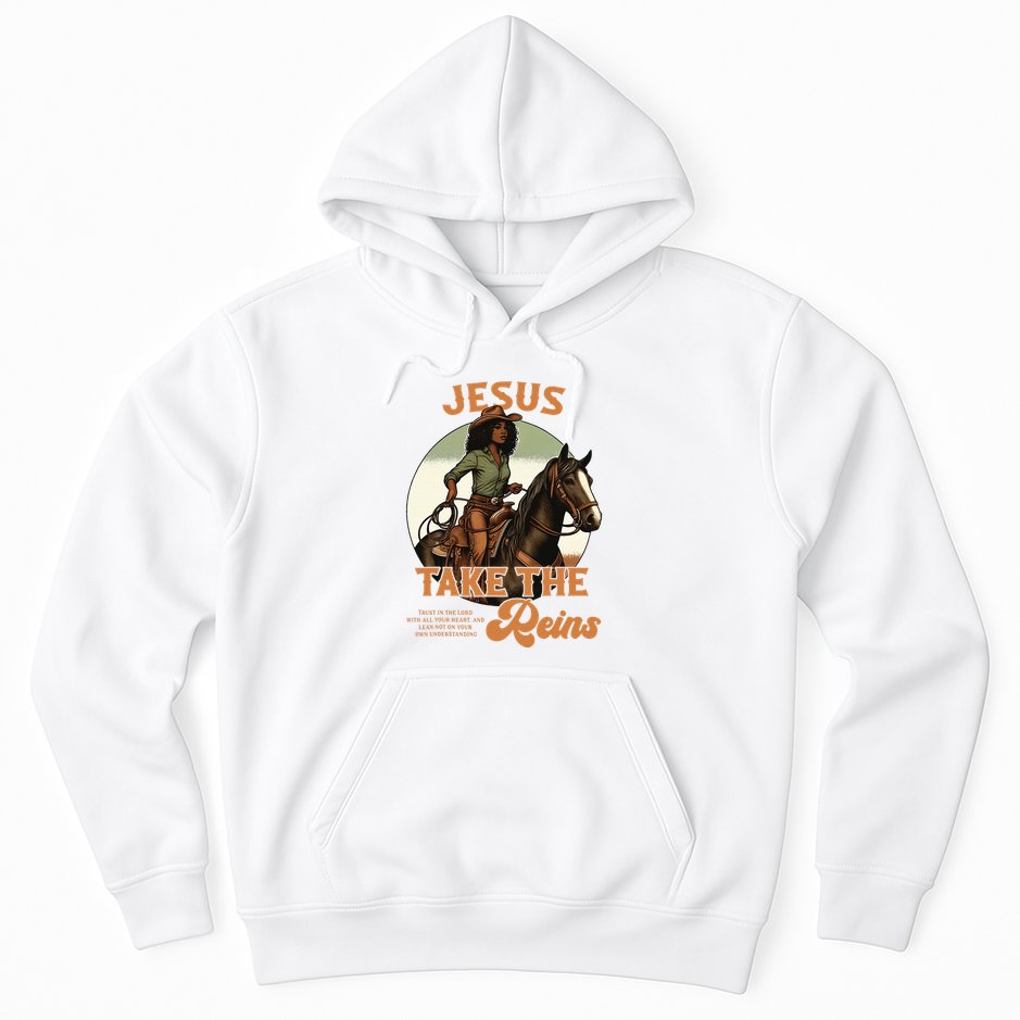 Jesus Take The Reins Christian Black Cowgirl Western Hoodie