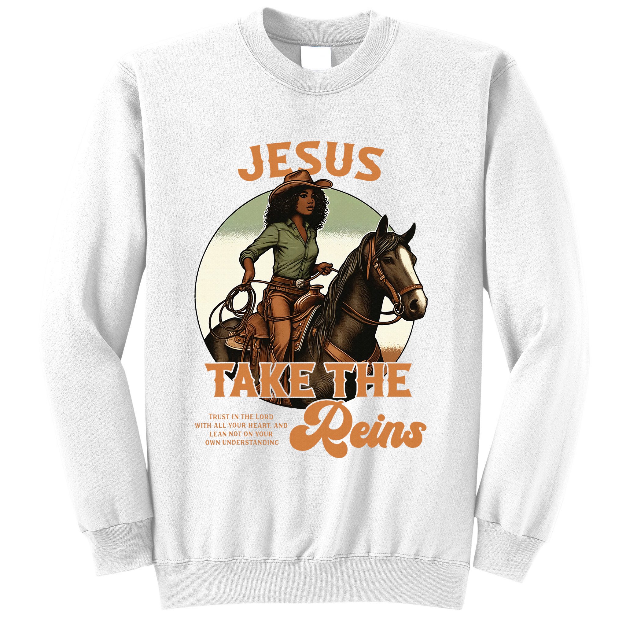 Jesus Take The Reins Christian Black Cowgirl Western Sweatshirt