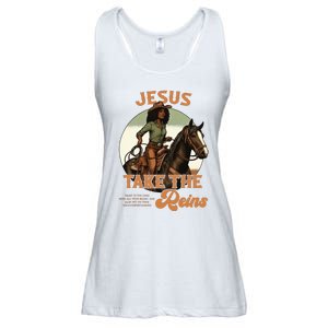 Jesus Take The Reins Christian Black Cowgirl Western Ladies Essential Flowy Tank