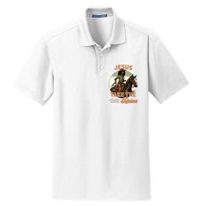 Jesus Take The Reins Christian Black Cowgirl Western Dry Zone Grid Polo