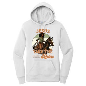 Jesus Take The Reins Christian Black Cowgirl Western Women's Pullover Hoodie