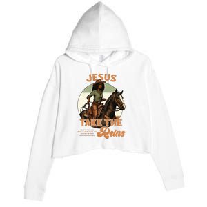 Jesus Take The Reins Christian Black Cowgirl Western Crop Fleece Hoodie