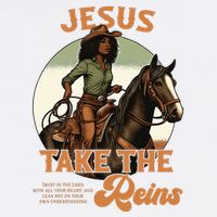 Jesus Take The Reins Christian Black Cowgirl Western Youth Performance Sprint T-Shirt