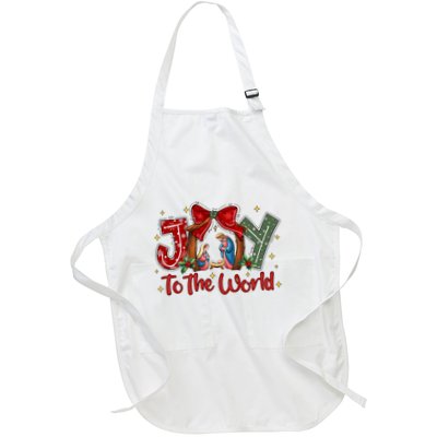 Joy To The World Christmas Christian Nativity Scene Full-Length Apron With Pockets
