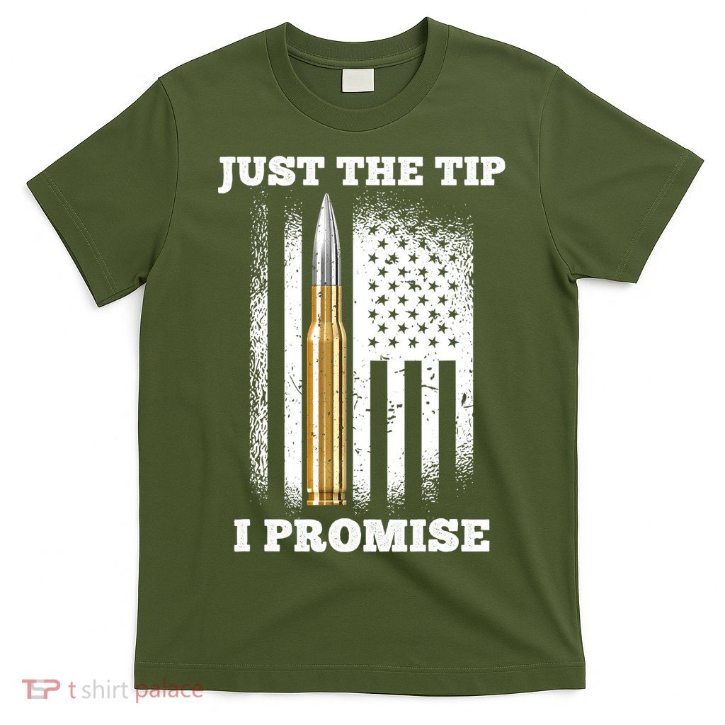 Just The Tip I Promise Gun Ammo Lovers Veteran US Flag T-Shirt