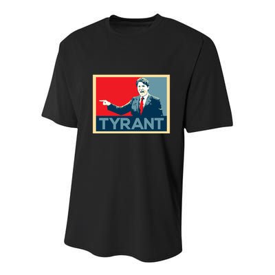 Justin Trudeau Tyrant Youth Performance Sprint T-Shirt