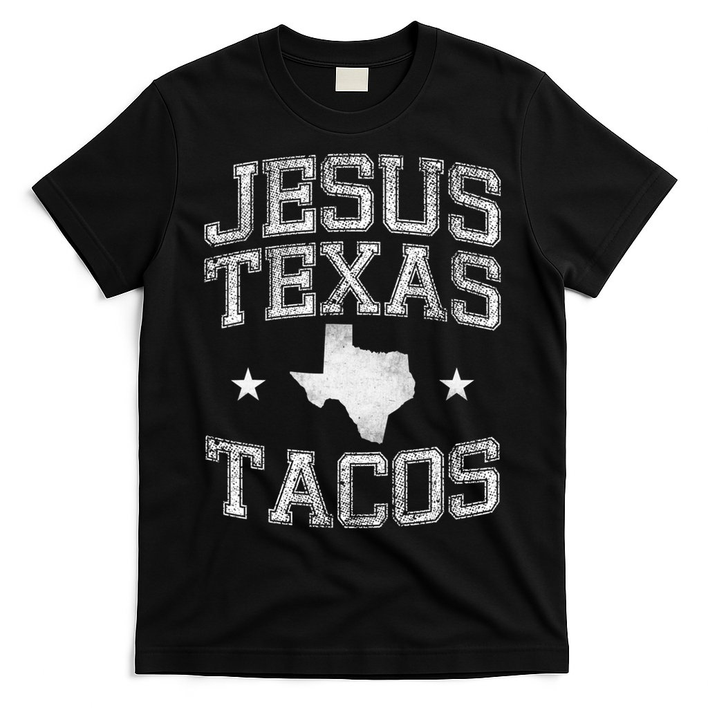 Jesus Texas Tacos Flag State Us Vintage Longhorn Texas Retro T-Shirt