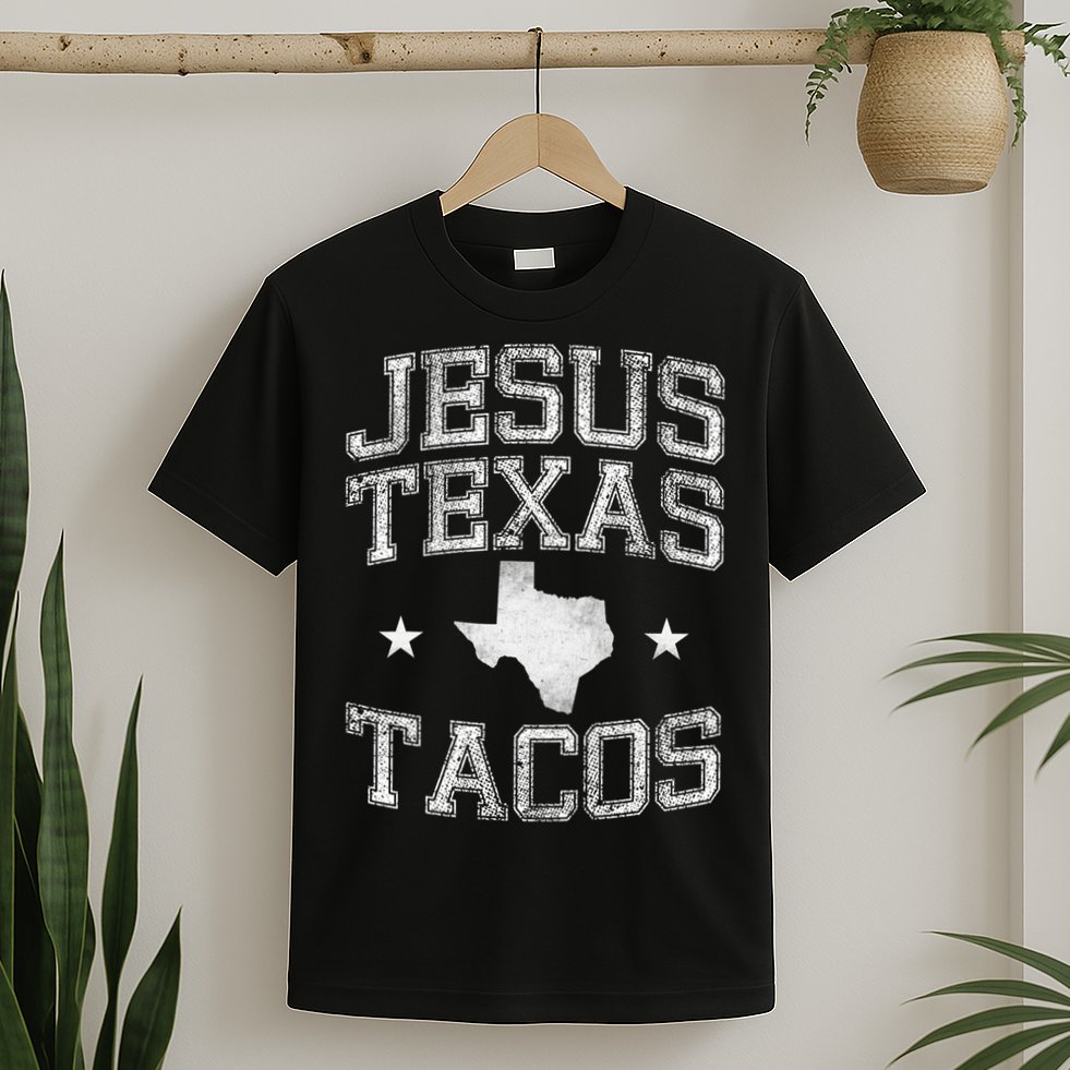 Jesus Texas Tacos Flag State Us Vintage Longhorn Texas Retro T-Shirt