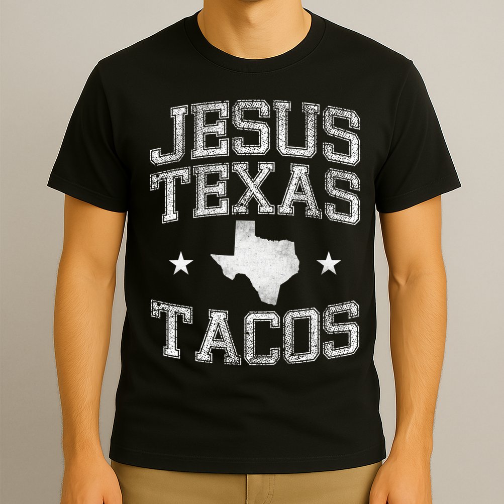Jesus Texas Tacos Flag State Us Vintage Longhorn Texas Retro T-Shirt