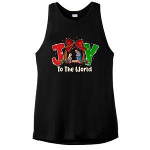 Joy To The World Christmas Jesus Christian Nativity Scene Ladies PosiCharge Tri-Blend Wicking Tank