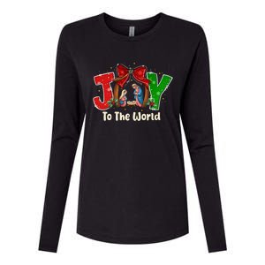 Joy To The World Christmas Jesus Christian Nativity Scene Womens Cotton Relaxed Long Sleeve T-Shirt