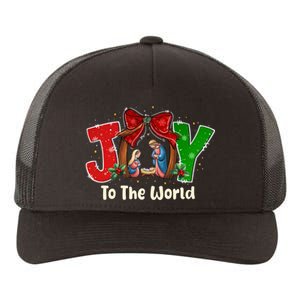 Joy To The World Christmas Jesus Christian Nativity Scene Yupoong Adult 5-Panel Trucker Hat