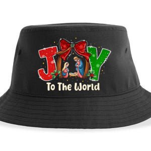 Joy To The World Christmas Jesus Christian Nativity Scene Sustainable Bucket Hat