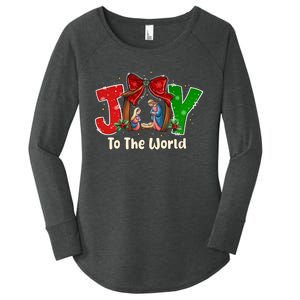 Joy To The World Christmas Jesus Christian Nativity Scene Women's Perfect Tri Tunic Long Sleeve Shirt