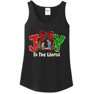 Joy To The World Christmas Jesus Christian Nativity Scene Ladies Essential Tank