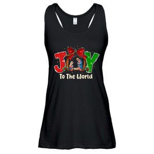 Joy To The World Christmas Jesus Christian Nativity Scene Ladies Essential Flowy Tank