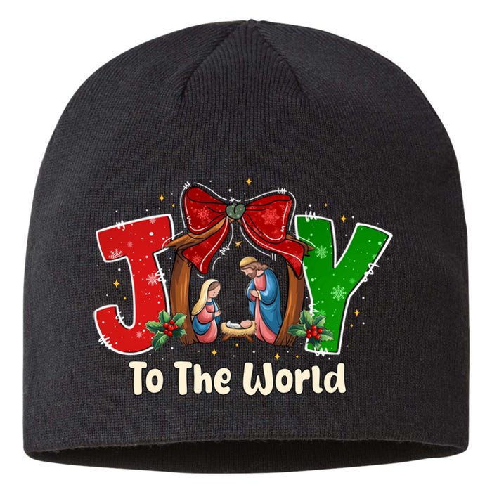 Joy To The World Christmas Jesus Christian Nativity Scene Sustainable Beanie