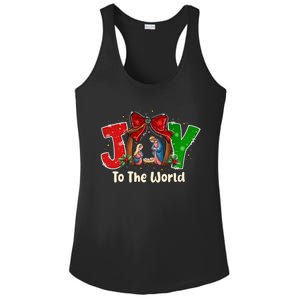 Joy To The World Christmas Jesus Christian Nativity Scene Ladies PosiCharge Competitor Racerback Tank