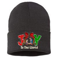 Joy To The World Christmas Jesus Christian Nativity Scene Sustainable Knit Beanie