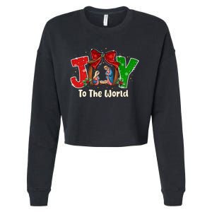 Joy To The World Christmas Jesus Christian Nativity Scene Cropped Pullover Crew