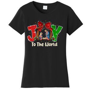 Joy To The World Christmas Jesus Christian Nativity Scene Women's T-Shirt