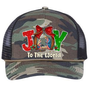 Joy To The World Christmas Jesus Christian Nativity Scene Retro Rope Trucker Hat Cap