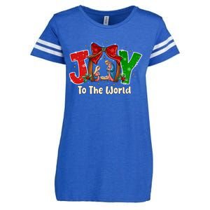 Joy To The World Christmas Jesus Christian Nativity Scene Enza Ladies Jersey Football T-Shirt