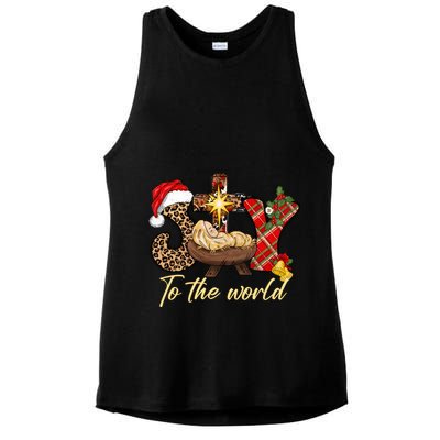 Joy To The World Christmas Jesus Christian Nativity Scene Ladies PosiCharge Tri-Blend Wicking Tank