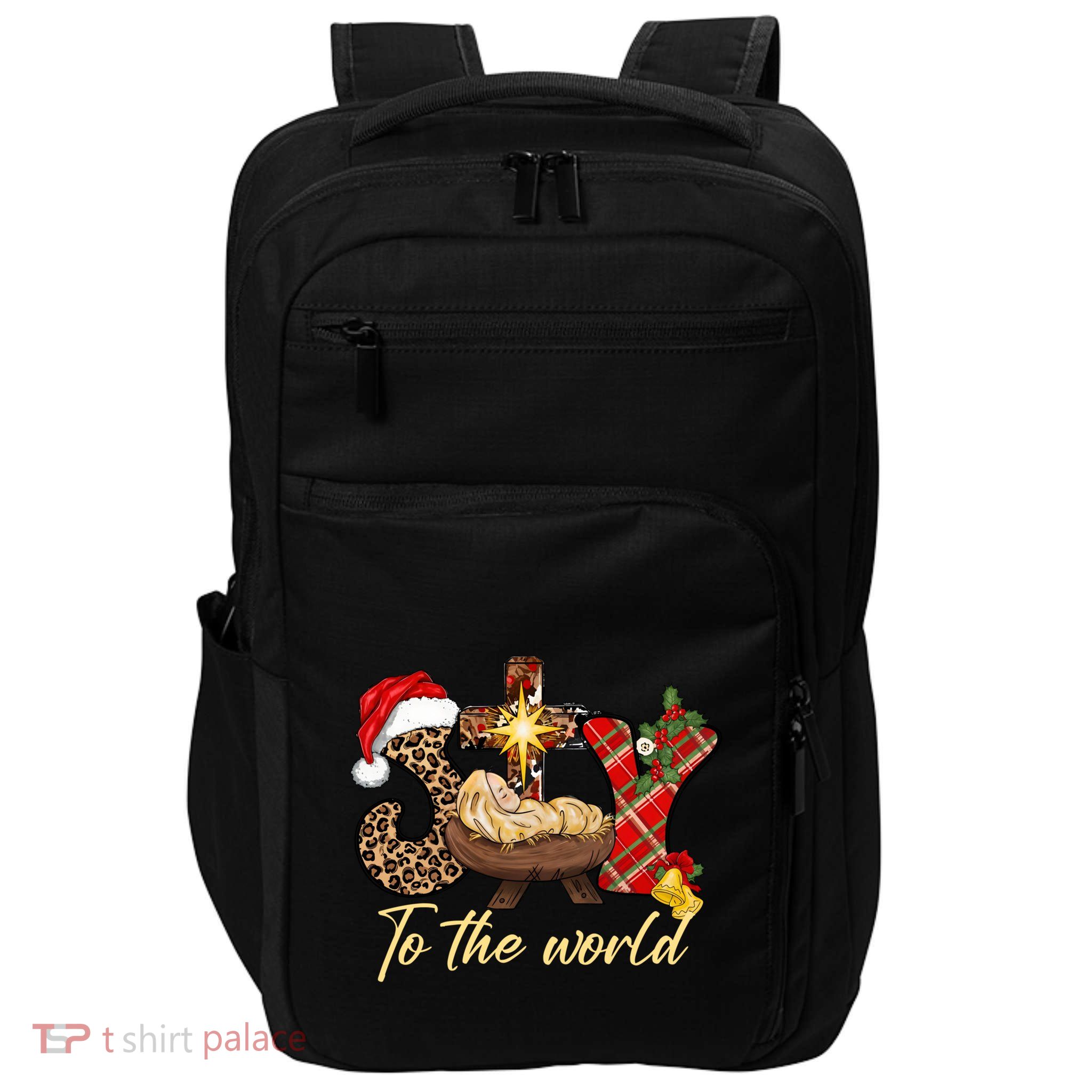 Joy To The World Christmas Jesus Christian Nativity Scene Impact Tech Backpack