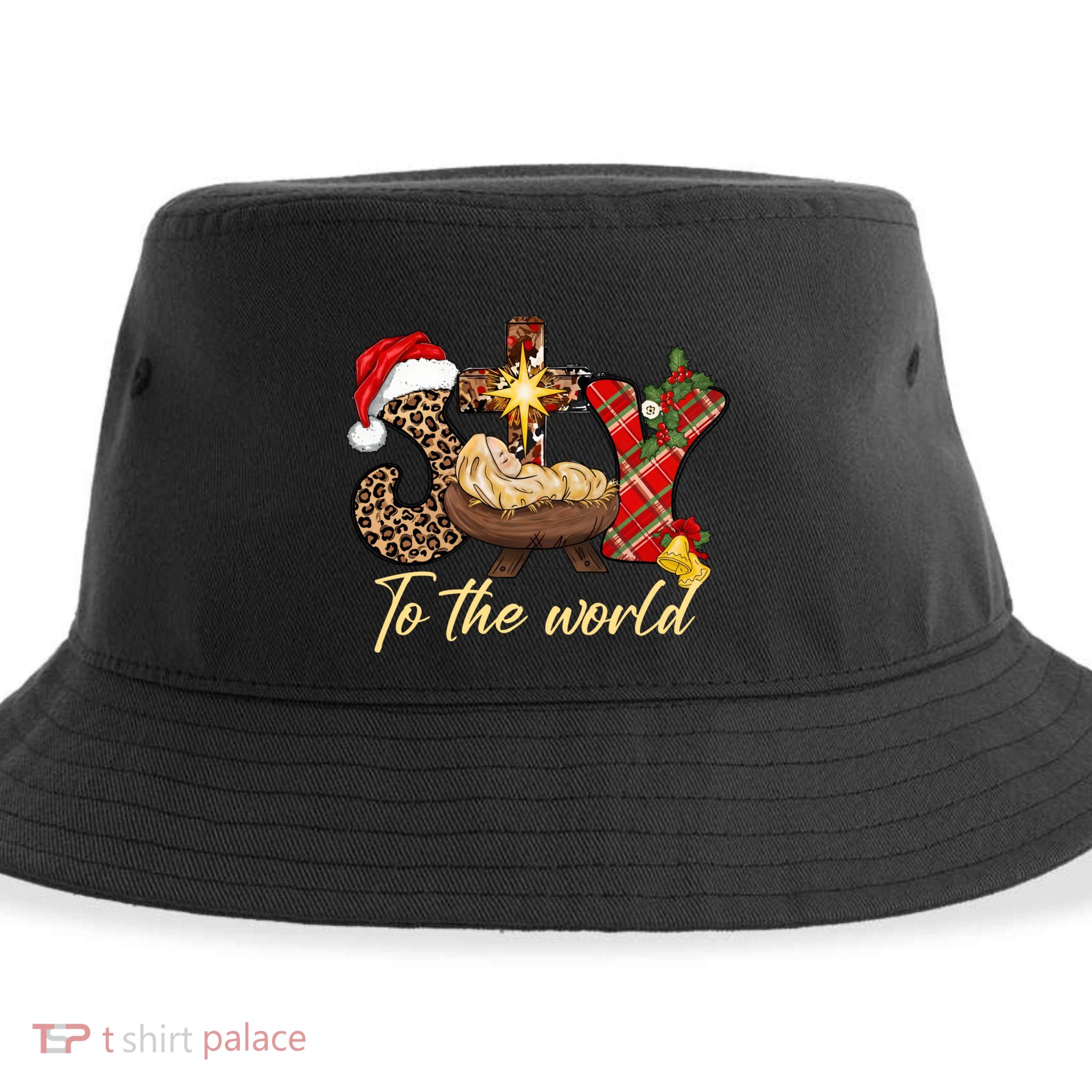 Joy To The World Christmas Jesus Christian Nativity Scene Sustainable Bucket Hat