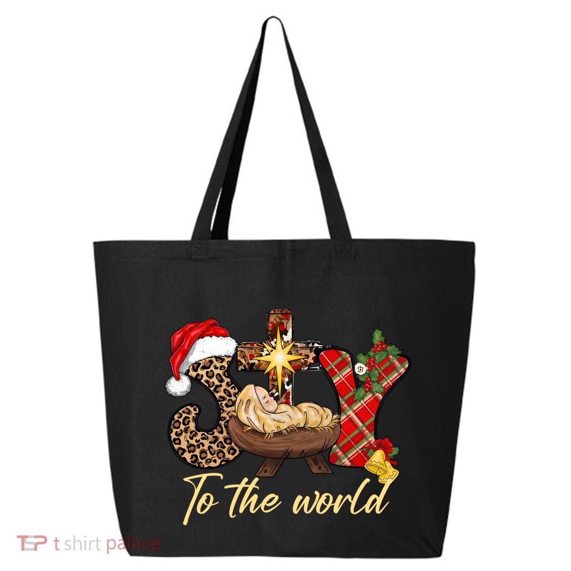 Joy To The World Christmas Jesus Christian Nativity Scene 25L Jumbo Tote